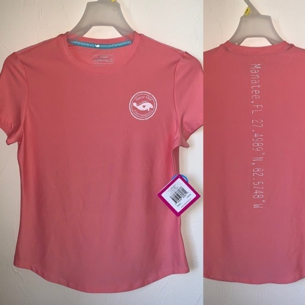 Chubby Mermaids Save the Manatees Crew Neck Tee Small